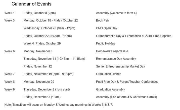Otters Calendar of events