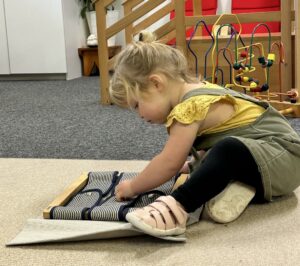 Toddler working at Caboolture Montessori School